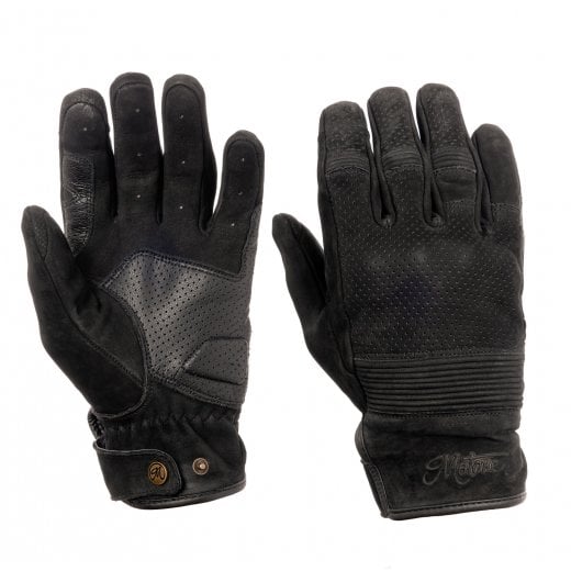 Motone WRAITH - Motorcycle Riding Gloves - Nubuck Leather - Black