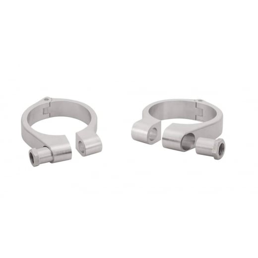 Motone Wrap-Around Fork M10 (10mm) Indicator Turn Signal Bracket Clamps - Pair - 35mm - Brushed