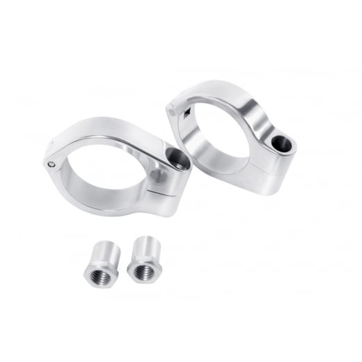 Motone Wrap-Around Fork M10 (10mm) Indicator Turn Signal Bracket Clamps - Pair - 41mm - Polished