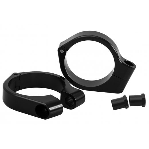 Motone Wrap-Around Fork M10 (10mm) Indicator Turn Signal Bracket Clamps - Pair - 47mm - Black (Bobber)